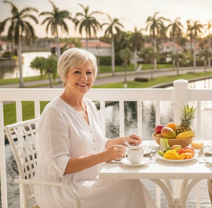 snowbirds eating on deck view