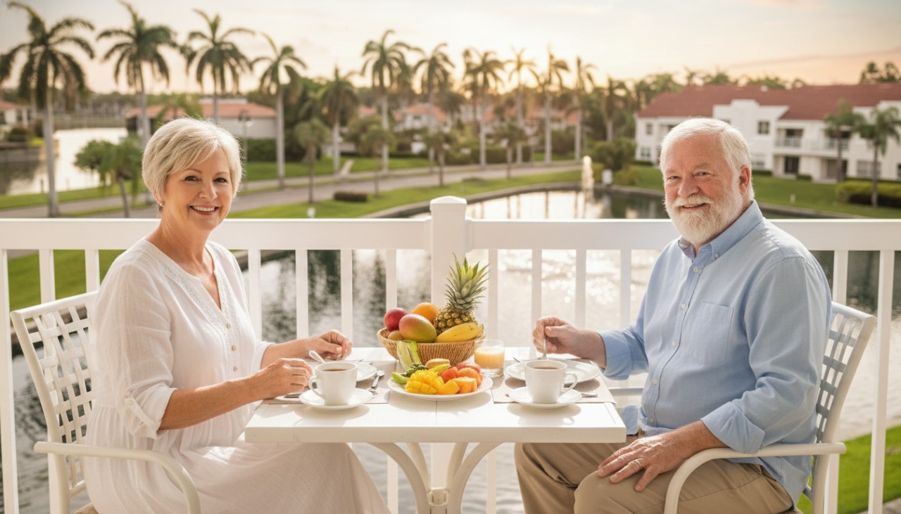 snowbirds eating on deck view