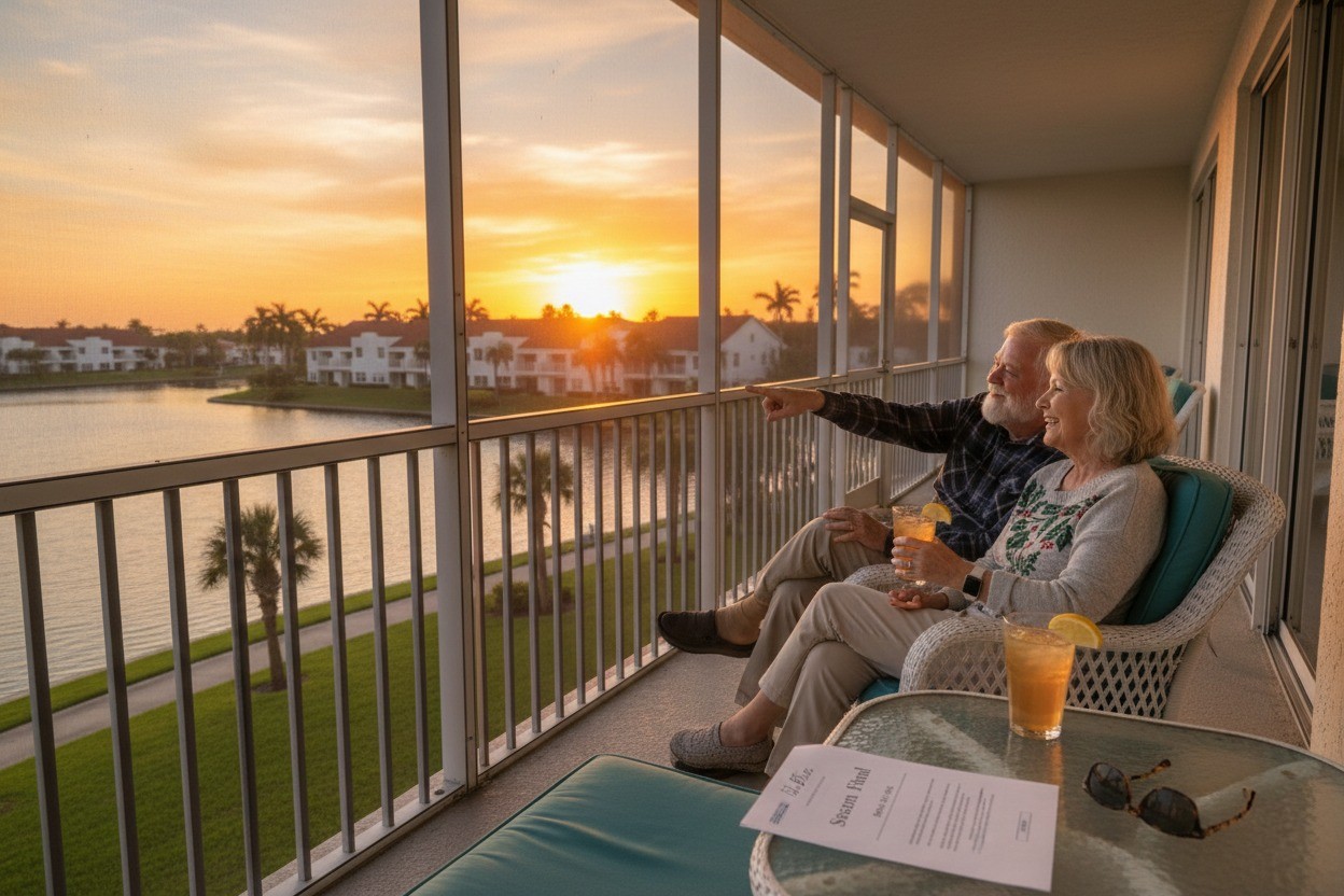 Snowbirds Looking at Balcony Golden Hour