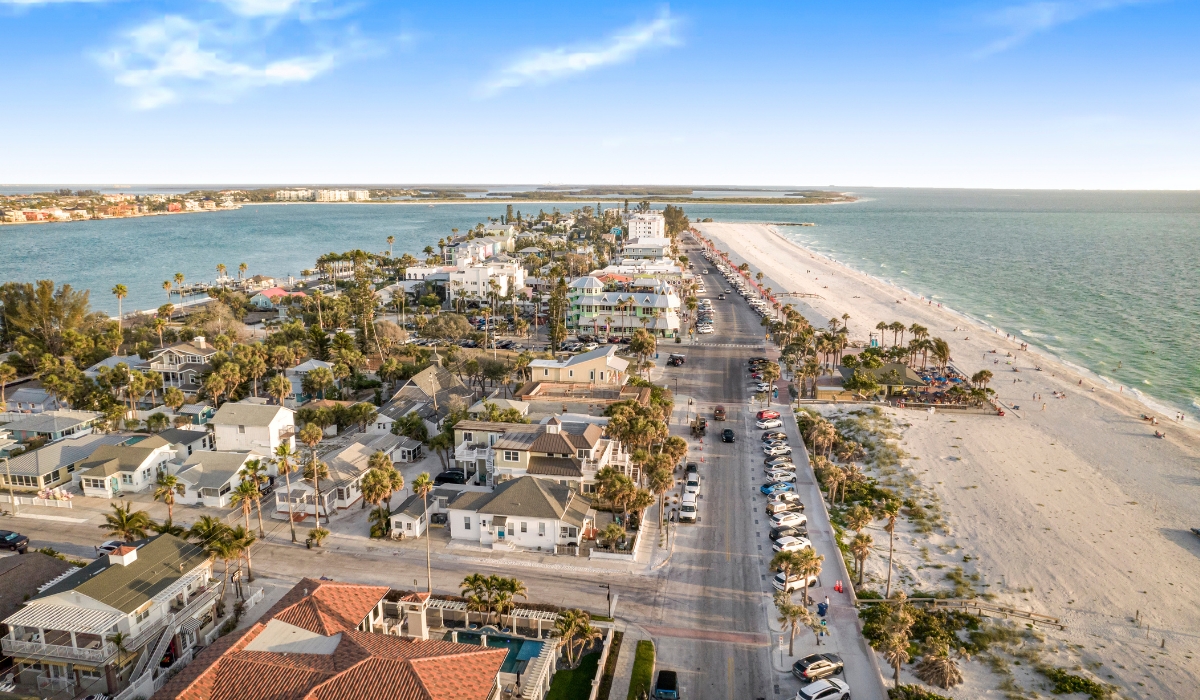 Aerial view of Pass-a-Grille in St. Pete Beach