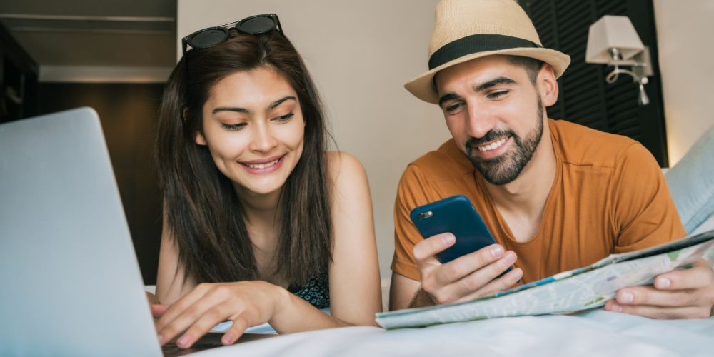 couple organizing their trip